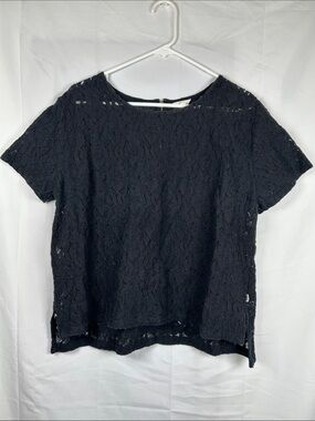 Vans Floral Lace Crop Top Women’s Large Black Sheer